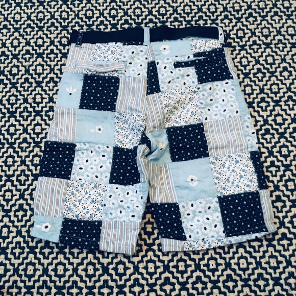 EUC Janie & Jack toddler girls blue patchwork madras shorts - Picture 2 of 3